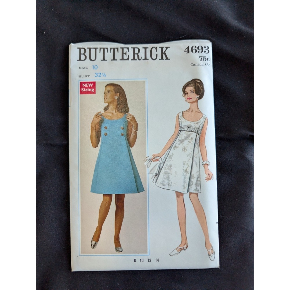 VTG 1968 Butterick 4693 Uncut Mod Evening Dress Size 10 Bust 32.5 Pattern